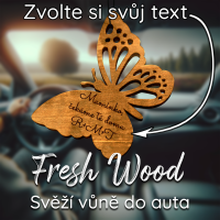 Dřevěná vůně do auta – Fresh Wood Motýl s vlastním vzkazem