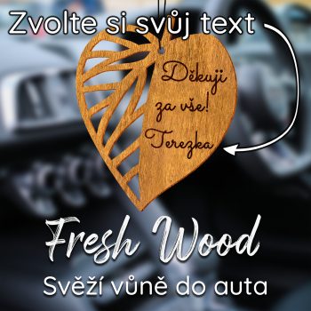 Dřevěná vůně do auta – Fresh Wood Lístek pro Učitele s vlastním vzkazem