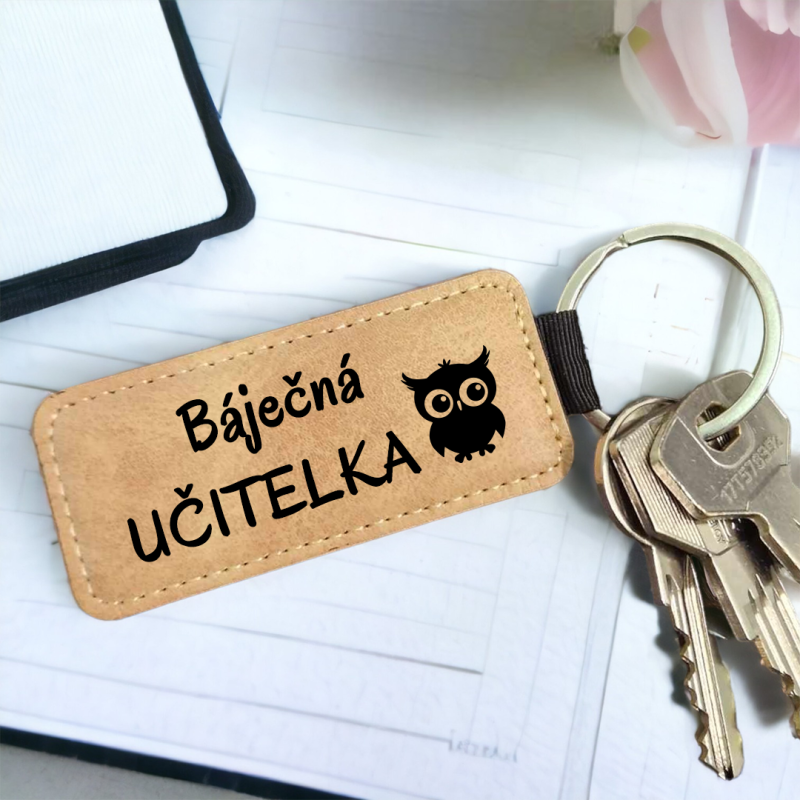 Krásná kožená klíčenka - Báječná učitelka