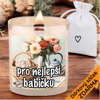 Krásná svíčka s praskajícím knotem 450g - Pro babičku