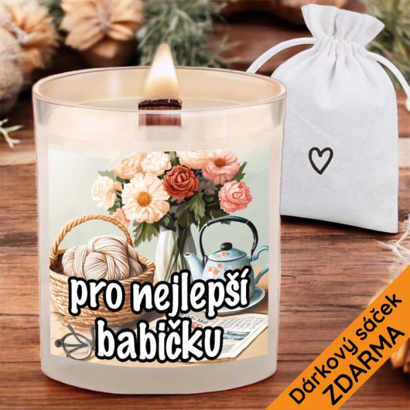 Krásná svíčka s praskajícím knotem 450g - Pro babičku