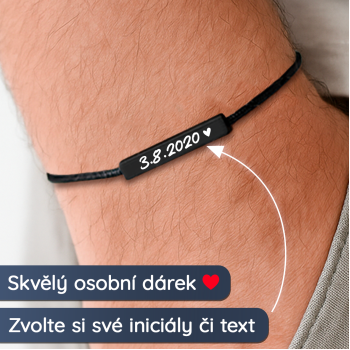 Elegantní černý náramek - S vlastním textem