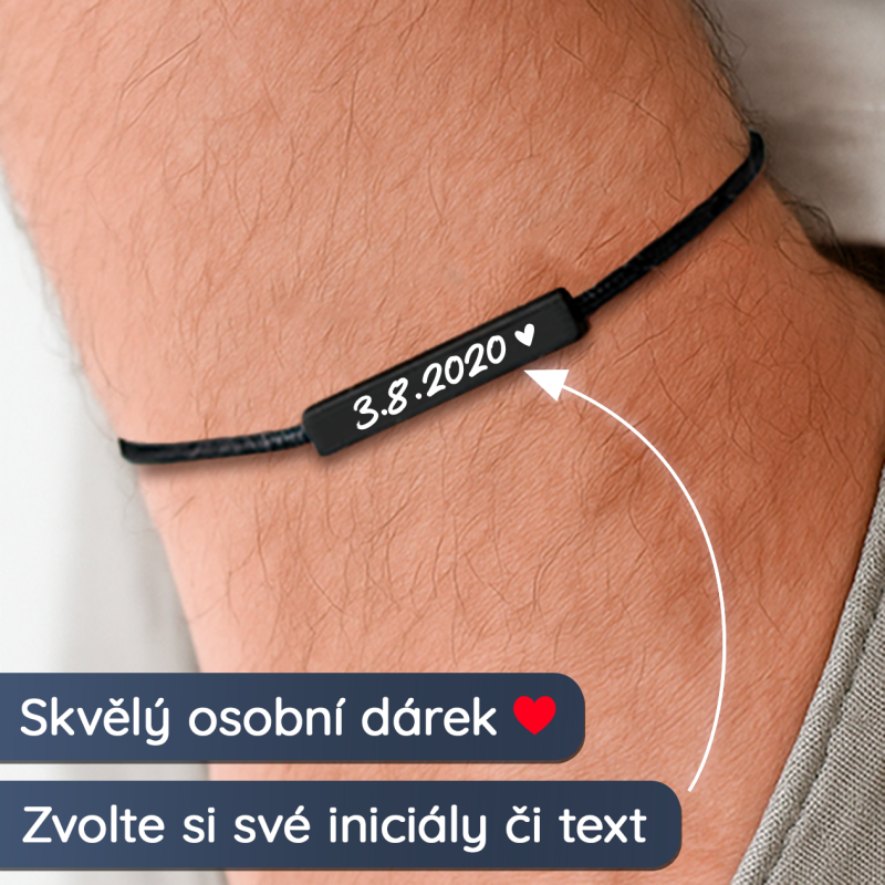 Elegantní černý náramek - S vlastním textem