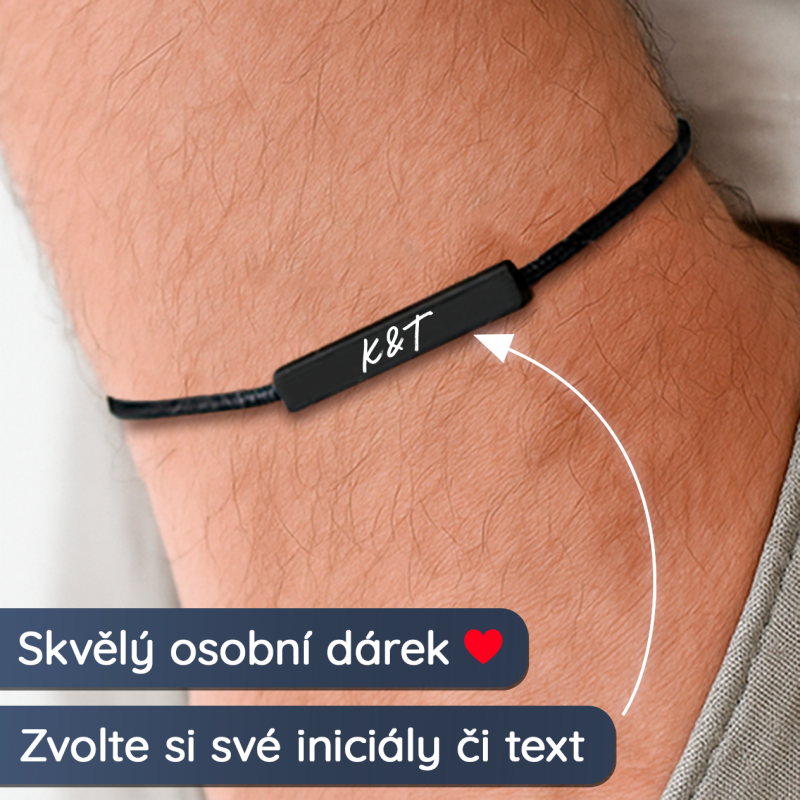 Elegantní černý náramek - S vlastním textem